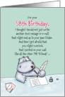 58th Birthday - Humorous, Whimsical Card with Hippo card