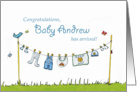 Congratulations Baby Andrew has arrived! Personalized Baby Card