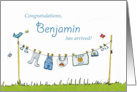 Congratulations Baby Benjamin has arrived! Personalized Baby Card