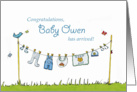 Congratulations Baby Owen has arrived! Personalized Baby Card
