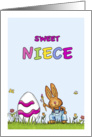 Happy Easter Sweet Niece - Cute Bunny with Egg card