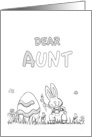 Happy Easter Aunt - coloring - Cute Bunny with Egg card