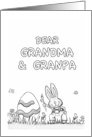 Happy Easter Grandma and Grandpa - coloring - Cute Bunny with Egg card