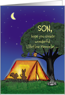Summer Camp - Son - Humorous - Miss you - Flashlights in Tent card