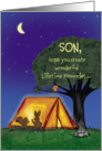 Summer Camp - Son - Humorous - Miss you - Flashlights in Tent card