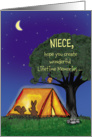 Summer Camp - Niece - Humorous - Miss you - Flashlights in Tent card