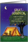 Summer Camp - Great Grandson - Humorous - Flashlights in Tent card