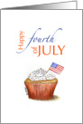 Happy fourth of July - Cupcake and American Flag card