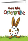 Deutsch Frohe Ostern mit Osterhasen und Ei/ German Happy Easter card