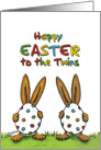 Happy Easter to the Twins, Humorous, whimsical with two Rabbits card