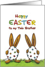 Happy Easter Twin Brother, whimsical with two Rabbits card