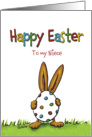 Humorous Happy Easter to my Niece - whimsical with Rabbit and Egg card