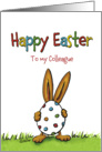 Humorous Happy Easter to my Colleague - whimsical with Rabbit and Egg card