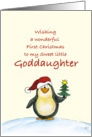 First Christmas for Goddaughter - Cute Christmas Card with Penguin card