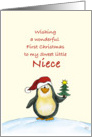 First Christmas for Niece- Cute Christmas Card with Penguin card