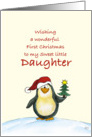 First Christmas for Daughter - Cute Christmas Card with Penguin card