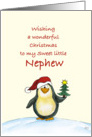 First Christmas for Nephew - Cute Christmas Card with Penguin card
