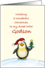 First Christmas for Godson - Cute Christmas Card with Penguin card