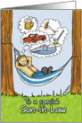 Humorous Father’s Day Card for Son in Law - Relaxed Dad in Hammock card