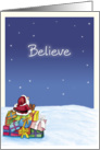 Believe at Christmas Santa glaring at the stars card