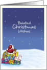 Belated Christmas Wishes - Santa gazing at the stars card