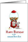 Happy Birthday to my awesome Birth Son - Cute Mouse with gumball card