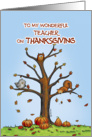 Happy Thanksgiving Teacher - Autumn Tree with Pumpkins card