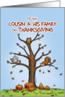 Happy Thanksgiving Cousin and Family- Autumn Tree with Pumpkins card