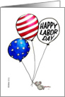 Humorous Happy Labor Day - Mouse with Ballon in US Flag Style card