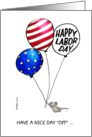 Humorous Happy Labor Day - Mouse with Ballon in US Flag Style card