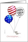 Personalize with name Humorous Happy Labor Day - Mouse with Ballon in card