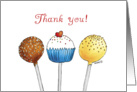 Thank you - Three Cake Pops on Sticks card