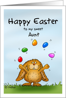 Happy Easter to my Aunt - Cute Bunny juggling with eggs card