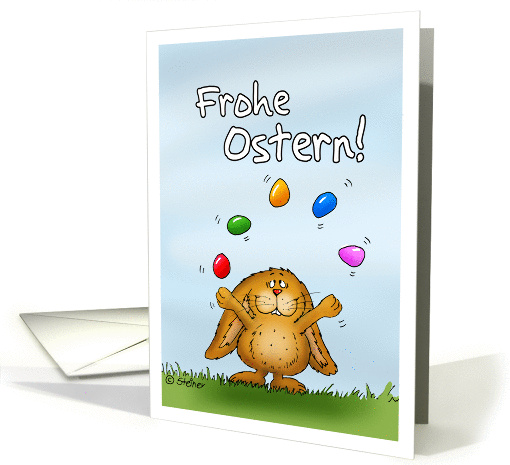 Frohe Ostern - Happy Easter in German- Cute Bunny... (1017817)