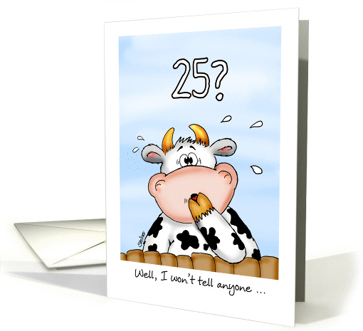 25th Birthday- Humorous Card with surprised cow card (1022455)