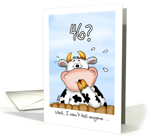 46th Birthday- Humorous Card with surprised cow card (1023087)