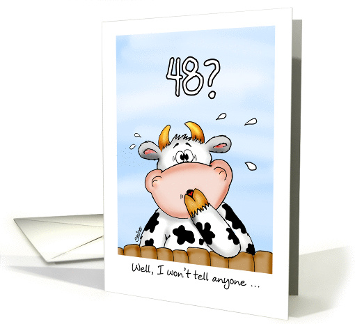 48th Birthday- Humorous Card with surprised cow card (1023093)
