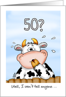 50th Birthday- Humorous Card with surprised cow card
