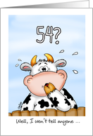 54th Birthday- Humorous Card with surprised cow card
