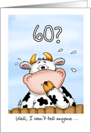 60th Birthday- Humorous Card with surprised cow card