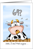 64th Birthday- Humorous Card with surprised cow card