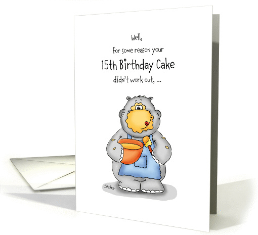 15th Birthday- Humorous Card with baking Hippo card (1026019)