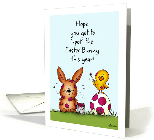 Chick is spotting the Easter Bunny - Humorous Easter card (1047845)