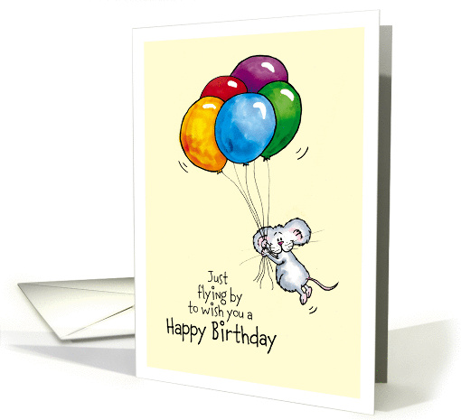 Happy Birthday - Whimsical Mouse with Balloons card (1080992)