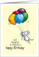 Happy Birthday - Whimsical Mouse with Balloons card
