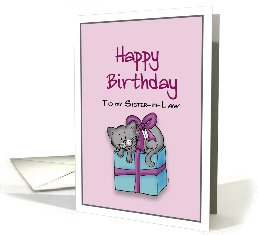 Happy Birthday To My Sister In Law Cat Tied Up On Top Of A Gift Card