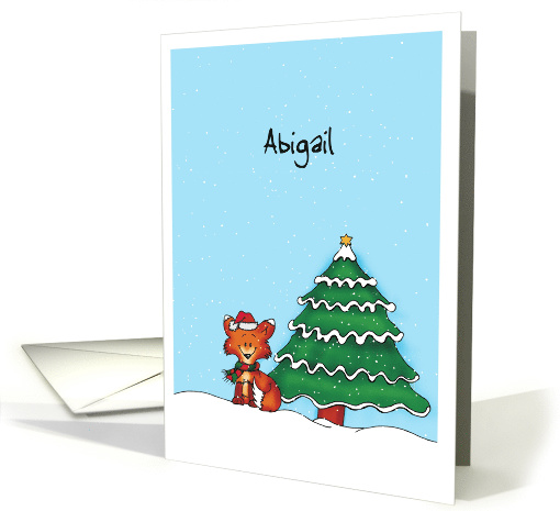 Personalize with name - Cute Fox with Christmas Hat and... (1166298)