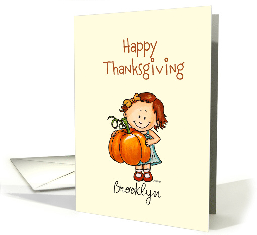 Personalize with name - Girl with Big Pumpkin - Happy... (1166706)