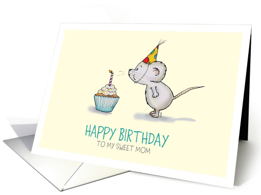 Happy Birthday to my sweet Mom - Cute Mouse blows Candle... (1167306)