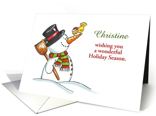 Personalize with name - Snowman with Bird card (1179836)